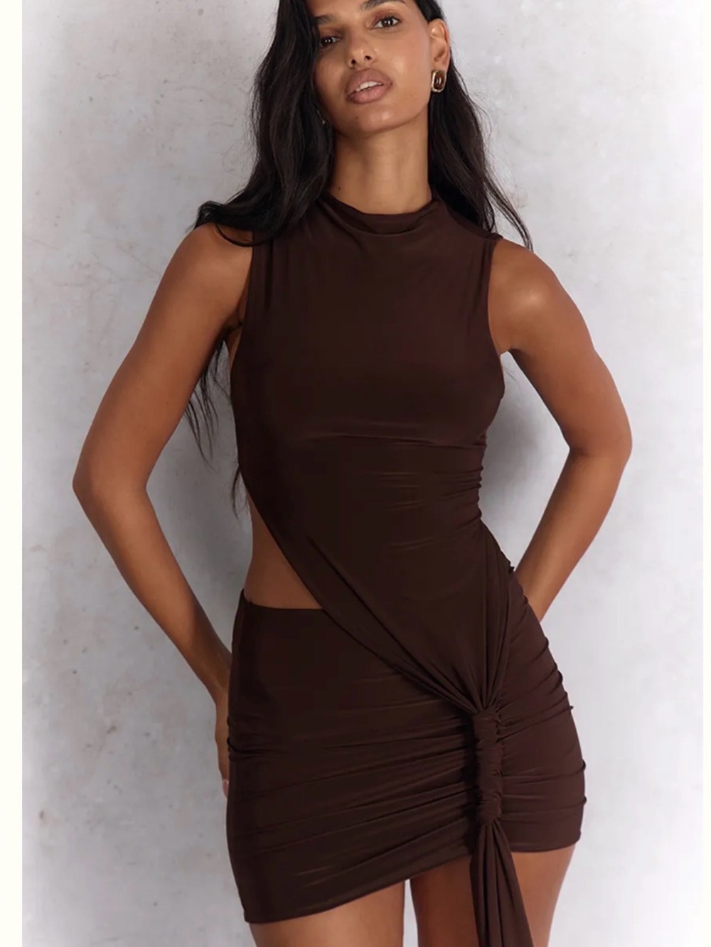 Prettylittlething brown mini dress